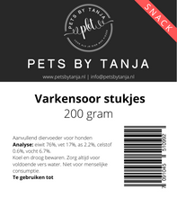 Afbeelding in Gallery-weergave laden, Varkensoor Stukjes 200 - 500 gram hondensnack