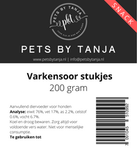 Afbeelding in Gallery-weergave laden, Varkensoor Stukjes 200 - 500 gram hondensnack
