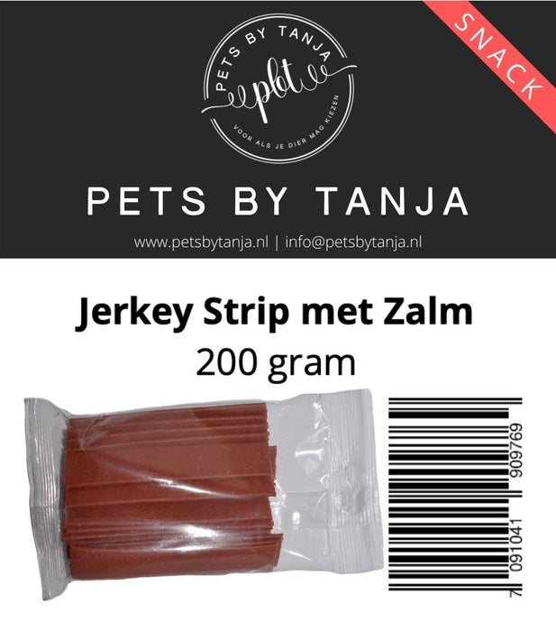 Jerkey strip met zalm hondensnack - Pets by Tanja