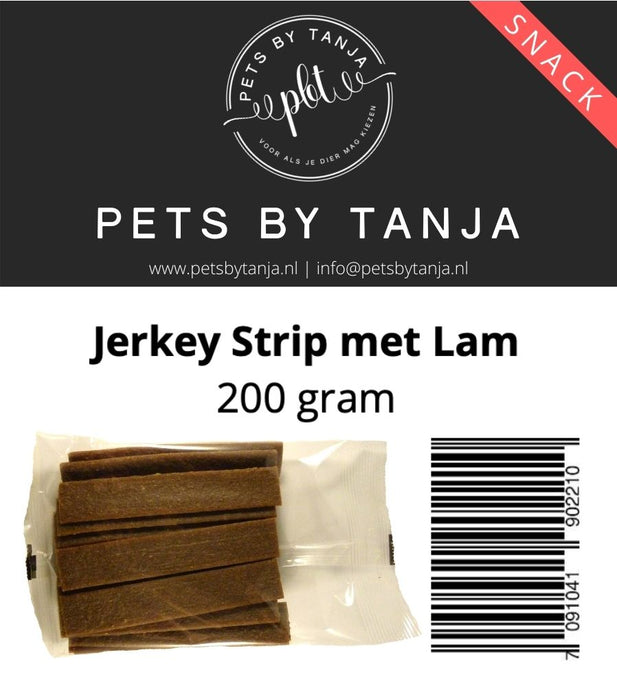 Jerkey strip met lam 200 gram hondensnack - Pets by Tanja