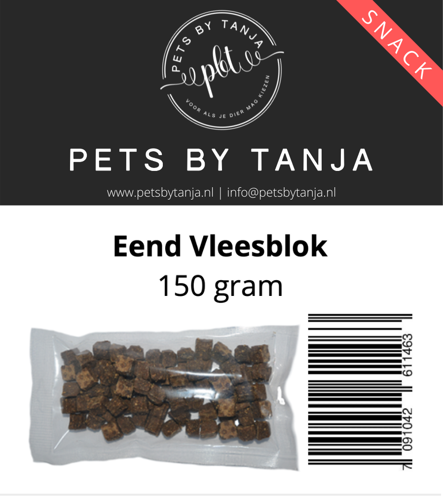 Vleesblokjes Eend 150 gram hondensnack - Pets by Tanja