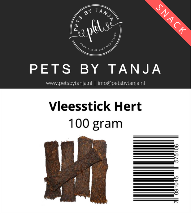 Vleessticks hert 100 gram hondensnack - Pets by Tanja