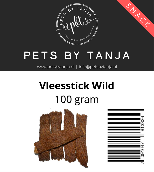 Vleessticks wild 100 gram hondensnack - Pets by Tanja