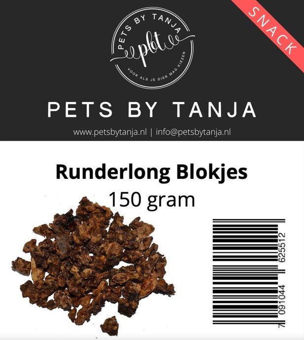 Runderlong blokjes 150 gram hondensnack - Pets by Tanja